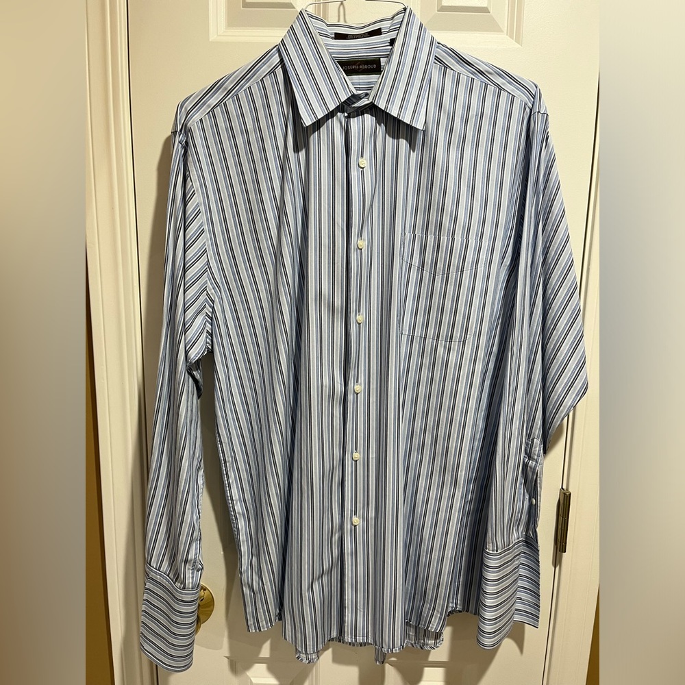 Joseph Abboud Blue & White Striped Dress Shirt